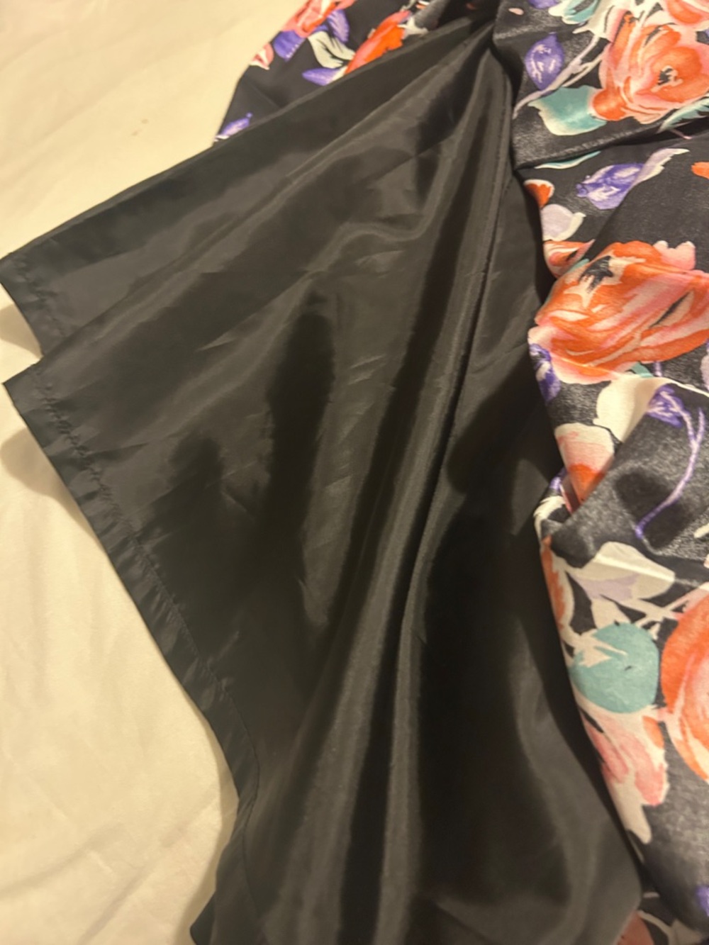 Express Black Floral Circle Skirt with Coral, Teal & Purple Blooms - Picture 5 of 8